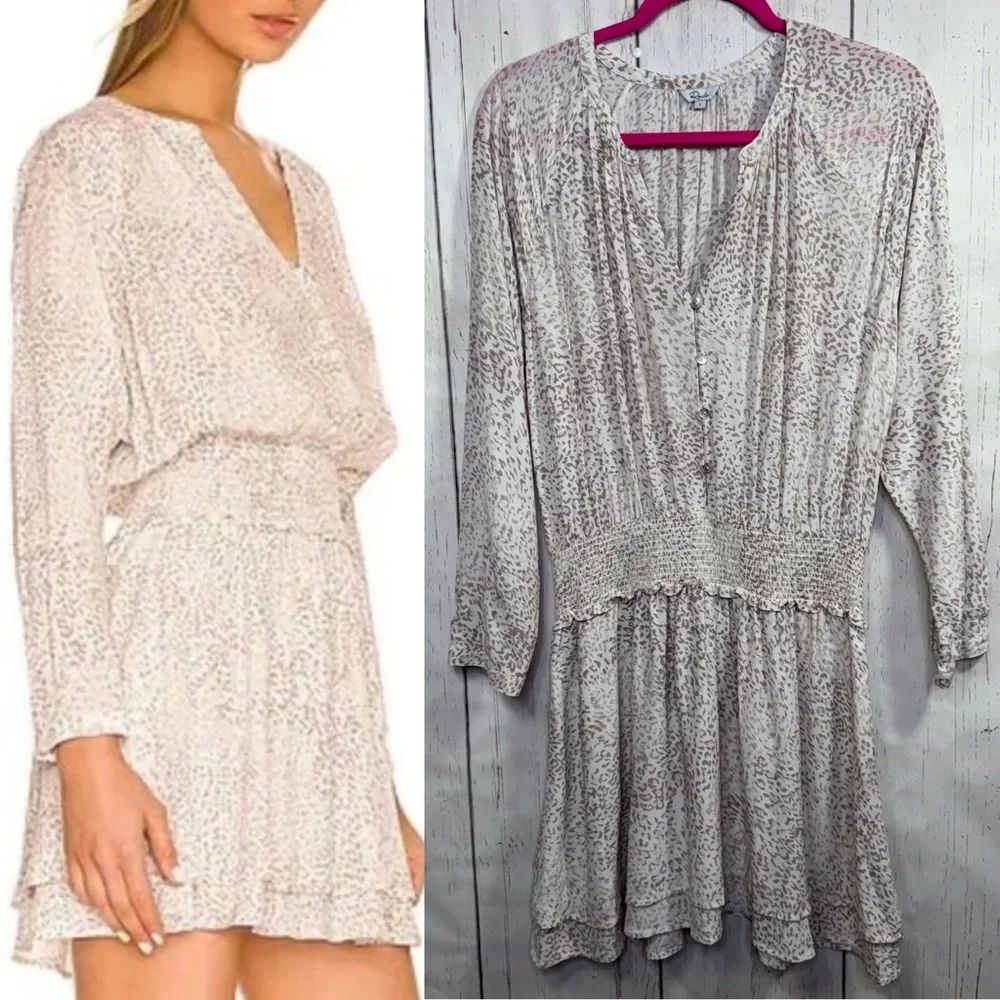 Rails Jasmine Mini Dress Tan Leopard Print Boho Chic Neutral Feminine